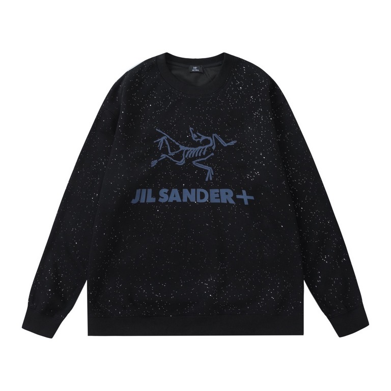 p230Full of stars...#ARC'TERYXBeginner's JIL Co-branded Couples A sky full of stars Large logo monogrammed crew neck sweatshirtColor BlackSize S - XL