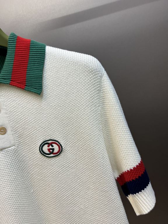 p305 Gucci Chapel Knit Polo ShirtOriginal color-coordinated dyeing wool, embroidery process, the logo using imported custom embroidery thread, with a glossy feel, creating a three-dimensional relief embroidery effect, br