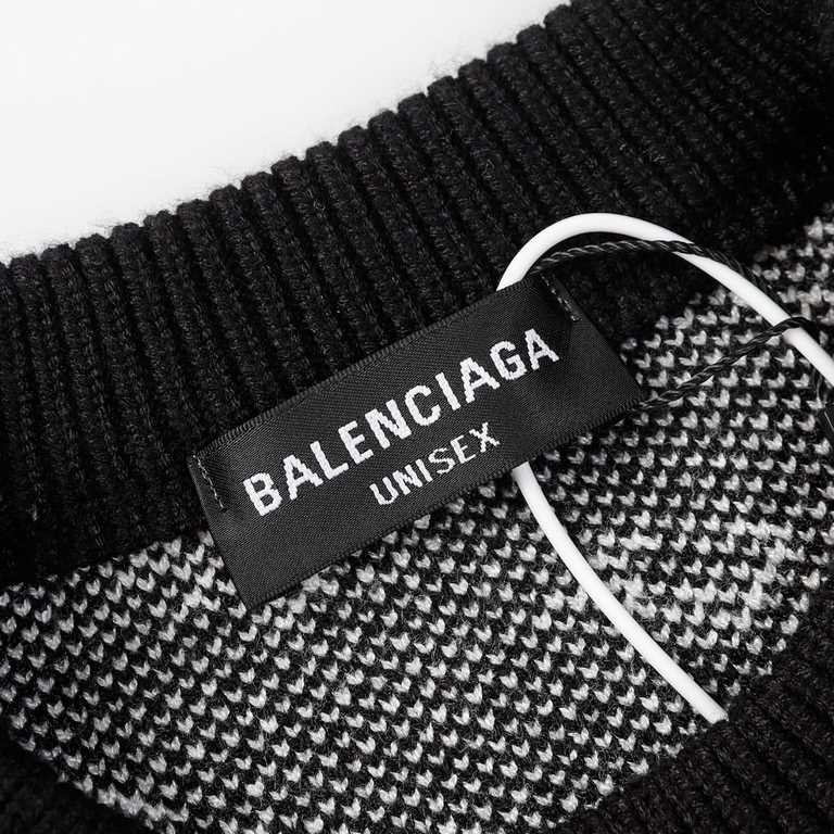 p265 balenciagaparis house sweater logo full print intarsia knit sweater loose versionGuest imported sweater fabrics mountain wool raw material yarn 7 needle imported knitting machine manufacturing color fixed dyeing hig