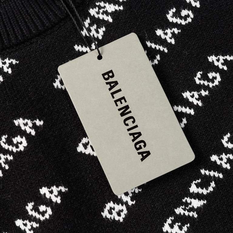 p265 balenciagaparis house sweater logo full print intarsia knit sweater loose versionGuest imported sweater fabrics mountain wool raw material yarn 7 needle imported knitting machine manufacturing color fixed dyeing hig