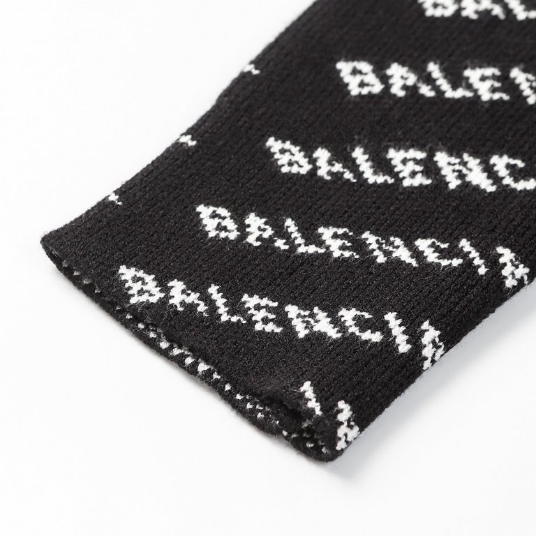 p265 balenciagaparis house sweater logo full print intarsia knit sweater loose versionGuest imported sweater fabrics mountain wool raw material yarn 7 needle imported knitting machine manufacturing color fixed dyeing hig