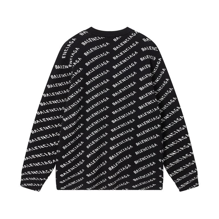 p265 balenciagaparis house sweater logo full print intarsia knit sweater loose versionGuest imported sweater fabrics mountain wool raw material yarn 7 needle imported knitting machine manufacturing color fixed dyeing hig