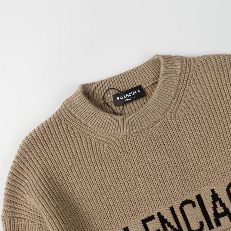 p255 Balenciaga Balenciaga Sweater Knit Loose Version7-needle imported knitting machine manufacturing mountain wool raw material yarn customer imported sweater fabric color fixed dyeing high-quality heavyweight high qual