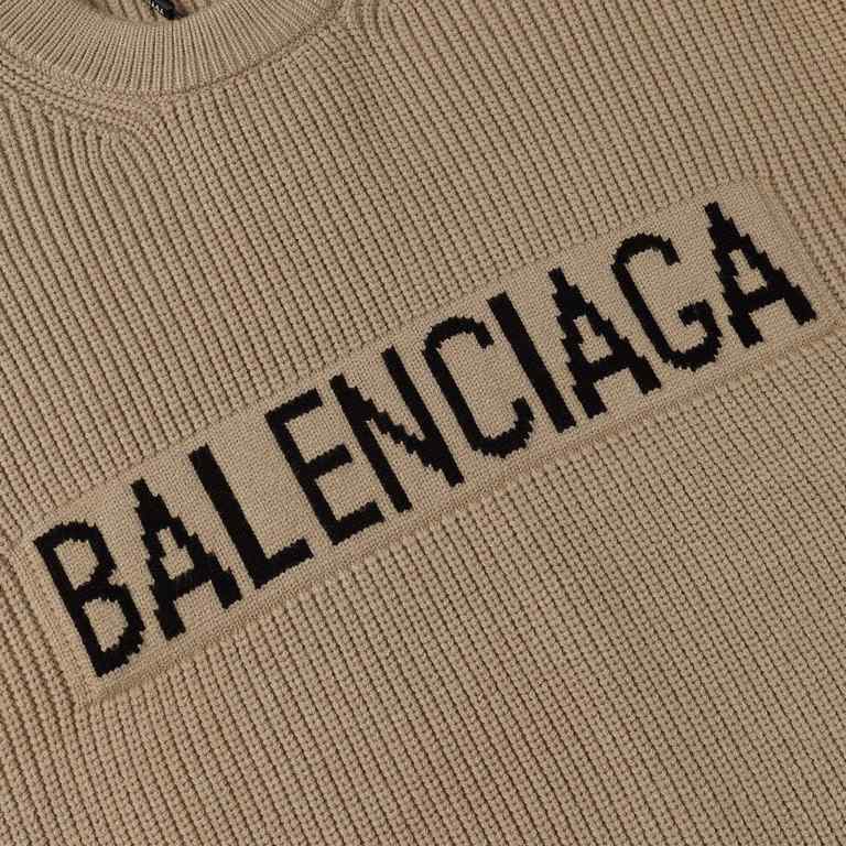 p255 Balenciaga Balenciaga Sweater Knit Loose Version7-needle imported knitting machine manufacturing mountain wool raw material yarn customer imported sweater fabric color fixed dyeing high-quality heavyweight high qual