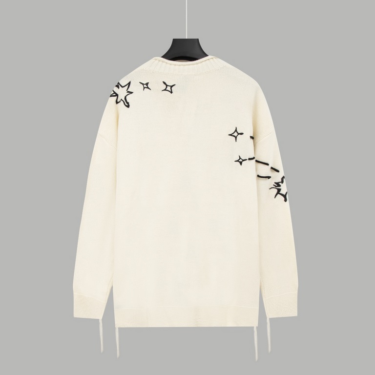 P235DIO Dior Constellation Embroidery Tassel Long Sleeve SweaterStar series embroidery Hand-stitched connecting threadsBranded monogram embroidery   fringe trailing effectSize XS S M L Original Fabric 75% wool, 15% acryl