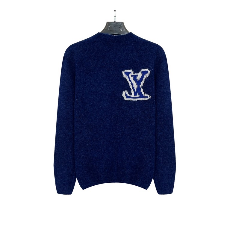 380 【Returned single back to stock】 1v Mirror Logo appliquéd sweater (classic blue)The original 9,850 purchased, fixed weaving and dyeing 60% wool blue black wool circle yarn, blue in the black circle yarn ductility high