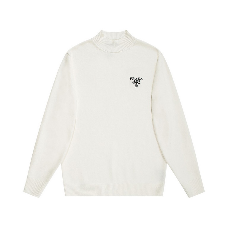 P220 PRADA Prada PRD 23FW machine embroidered monogram crew neck sweaterMade of customized 55 cashmere, draping on the body, imported machine melting three-dimensional embroidery, customized accessories, fitted shapeB Si