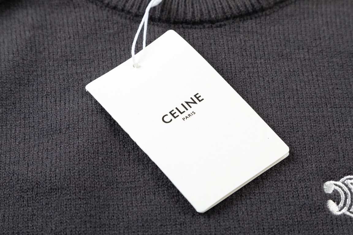 P190CelineCeline logo embroidery round neck sweater high qualityChannel limited boutique Simple atmosphere of the hundred temperament sweater, men and women alike Minimalist logo embroidery design, can not hide the luxur