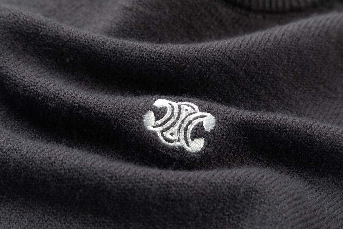 P190CelineCeline logo embroidery round neck sweater high qualityChannel limited boutique Simple atmosphere of the hundred temperament sweater, men and women alike Minimalist logo embroidery design, can not hide the luxur