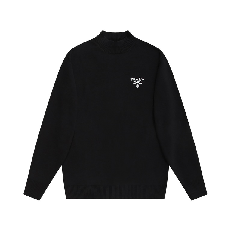 P220 PRADA Prada PRD 23FW machine embroidered monogram crew neck sweaterMade of customized 55 cashmere, draping on the body, imported machine melting three-dimensional embroidery, customized accessories, fitted shapeB Si