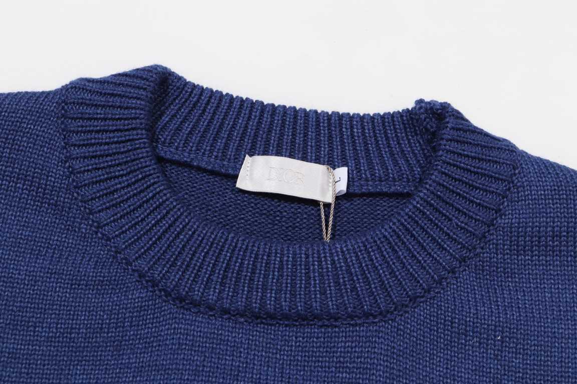 P275Dior DIOR embroidered 1947 round neck jacquard sweaterColor Blue AlmondSize S M L XL XXL