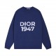 P275Dior DIOR embroidered 1947 round neck jacquard sweaterColor Blue AlmondSize S M L XL XXL