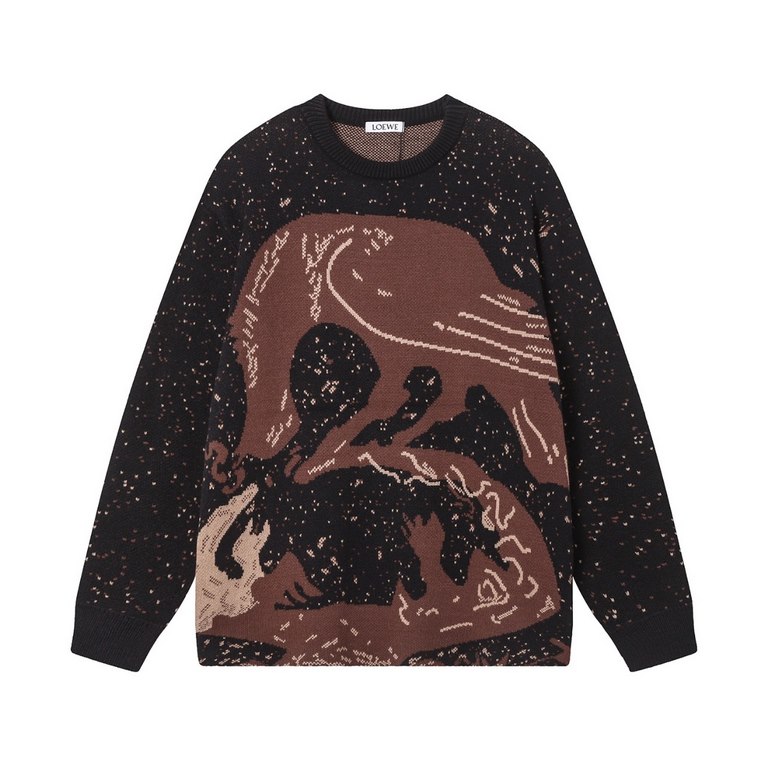 p265 loewe loewe sweater bird pattern appliqué knit sweater loose versionGuest imported sweater fabrics Mountain wool content raw material yarn 7 needle imported knitting machine manufacturing Color fixed dyeing High-qua