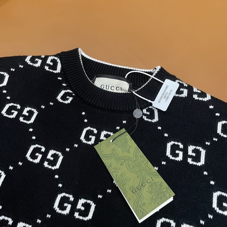 P230 (heavy weight high version)Gucci  Gucci 23ss new jacquard letters wool knit sweater sweater OS version   men's and women's same modelsThe whole garment 500 grams of heavy weight seconds market currencyThe wool is kn