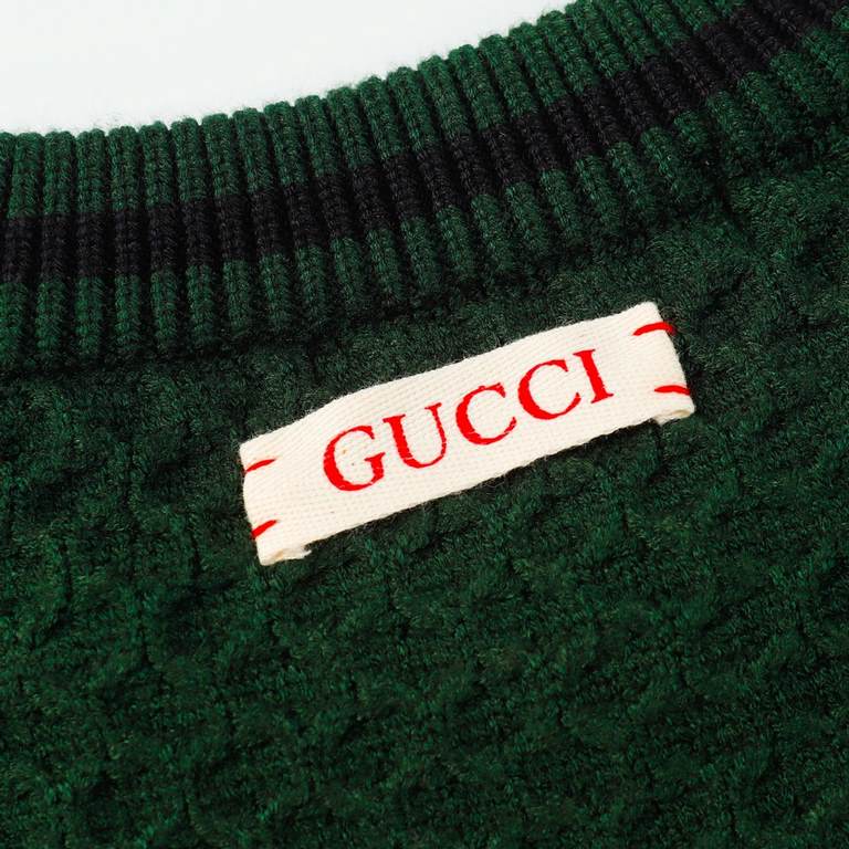 p265 GucciGucci Sweater Knit Loose VersionMountain wool raw material yarn Guest imported sweater fabric 7-needle imported knitting machine manufacturing color fixed dyeing overall thick needle twist hollowing back neck l