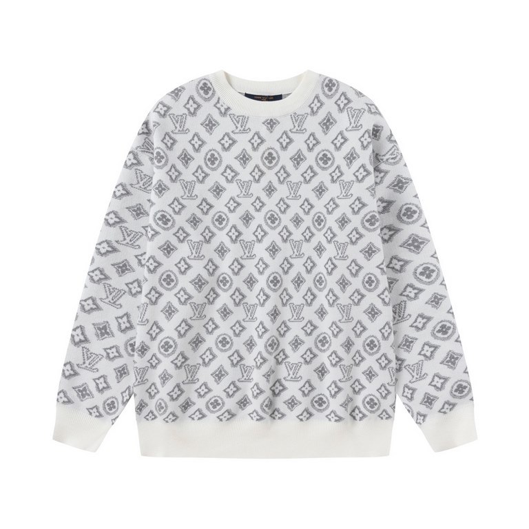 P245 (high quality)Louis Vuitton] Louis Vuitton 23ss counter with the same paragraph round neck wool sweaterThe fabric is made of guest wool ten cotton blended yarn fabric, full sub-brand letters old flower logo knitted 