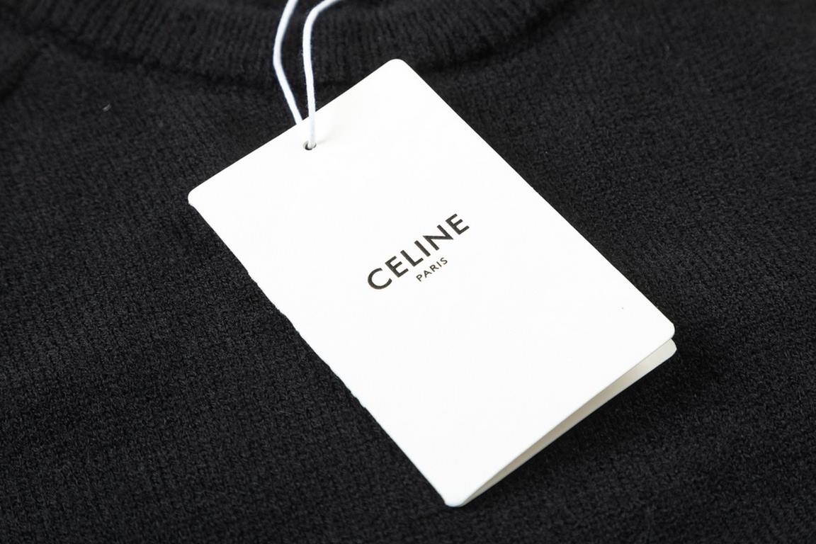 P190CelineCeline logo embroidery round neck sweater high qualityChannel limited boutique Simple atmosphere of the hundred temperament sweater, men and women alike Minimalist logo embroidery design, can not hide the luxur