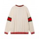 295 (Classic popover)Gucci Gucci Classic College Twisted Knit Wool CardiganImported from Italy made of wool The use of positive 3-needle stranded thick needle eight loop needle red and green stripes with three-dimensiona