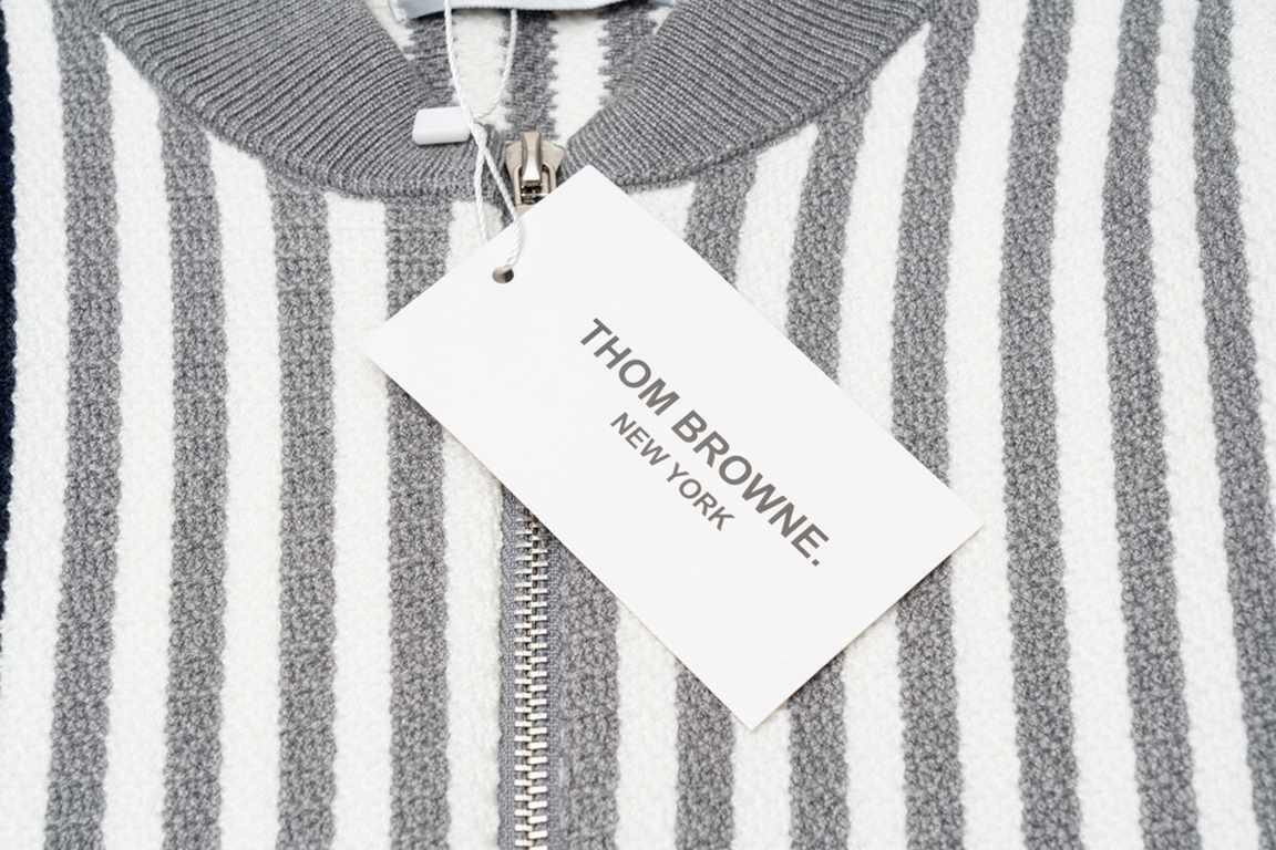 240Thom Browne   Thom Browne colorblocked striped zipper cardiganTB classic four stripes basic style year after year are wearing the classic models must choose the quality   all the color fixed dye containing wool cotton