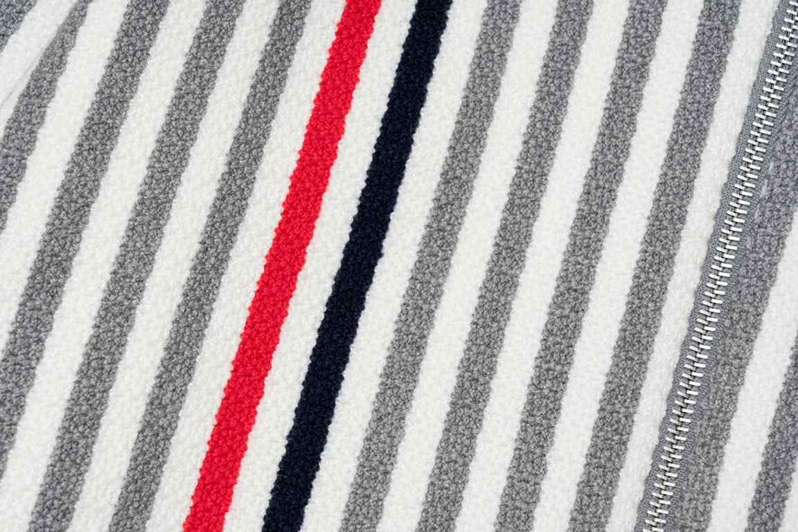 240Thom Browne   Thom Browne colorblocked striped zipper cardiganTB classic four stripes basic style year after year are wearing the classic models must choose the quality   all the color fixed dye containing wool cotton