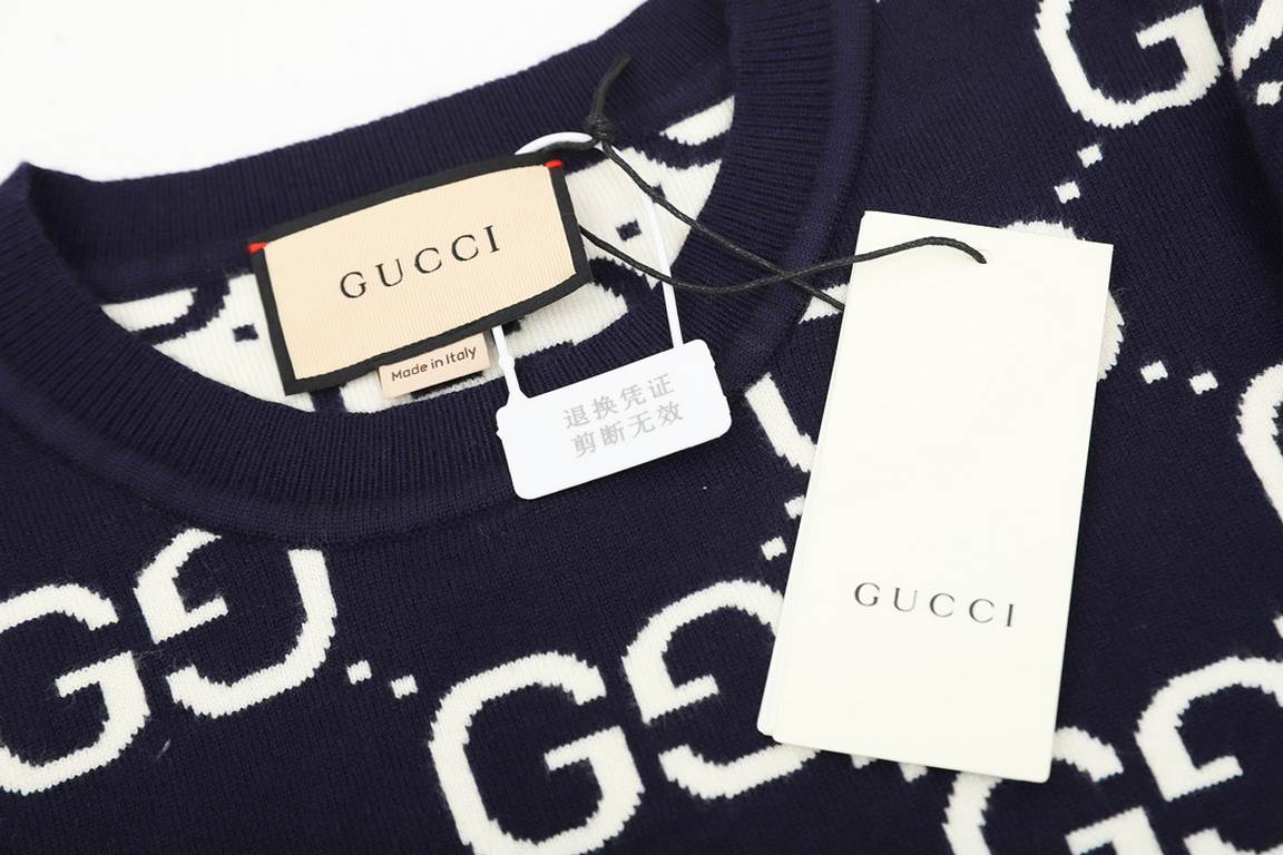 P245Gucci Classic Double G Jacquard Casual Crew Neck Sweater- Top replica Distinctive currency- GUCCI is an Italian fashion luxury brand, founded by Guccio Gucci in 1921 in Florence, Italy, Chinese translation as Gucci.-