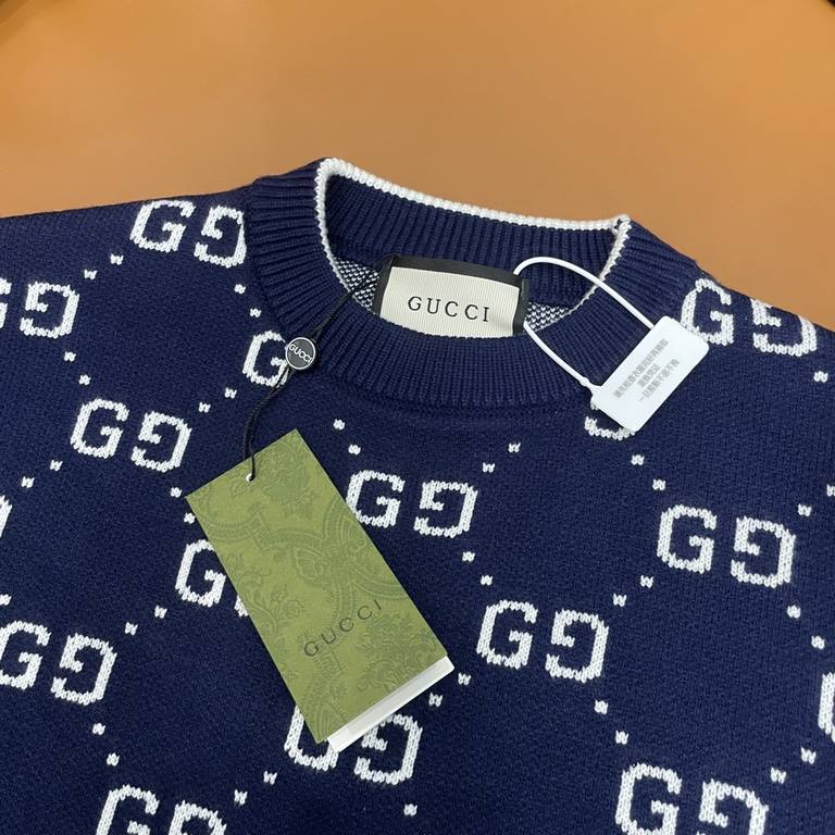 P230 (heavy weight high version)Gucci  Gucci 23ss new jacquard letters wool knit sweater sweater OS version   men's and women's same modelsThe whole garment 500 grams of heavy weight seconds market currencyThe wool is kn