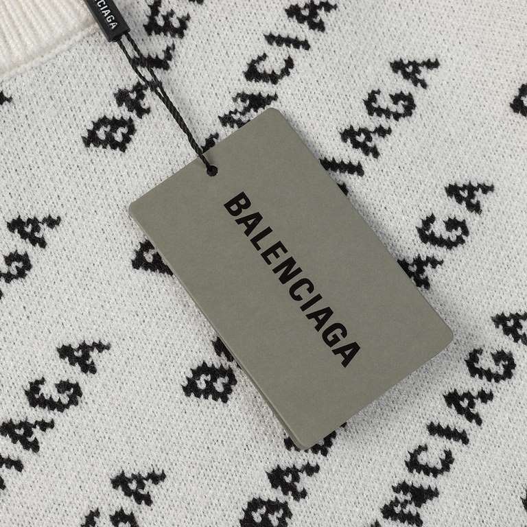 ￥230 (heavyweight high version)Balenciaga        Balenciaga 23ss new jacquard wool knit sweater OS fit  UnisexThe whole garment 500 grams of heavy weight seconds market currencyThe wool is knitted using 7 needle imported