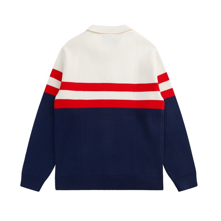 P245 Product DetailsClassic collegiate style continues to take on an innovative perspective. Crafted from a wool-cashmere blend, this long-sleeved polo shirt features red and blue horizontal stripe detailing and a hand-s