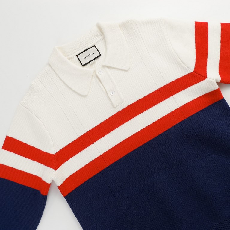 P245 Product DetailsClassic collegiate style continues to take on an innovative perspective. Crafted from a wool-cashmere blend, this long-sleeved polo shirt features red and blue horizontal stripe detailing and a hand-s