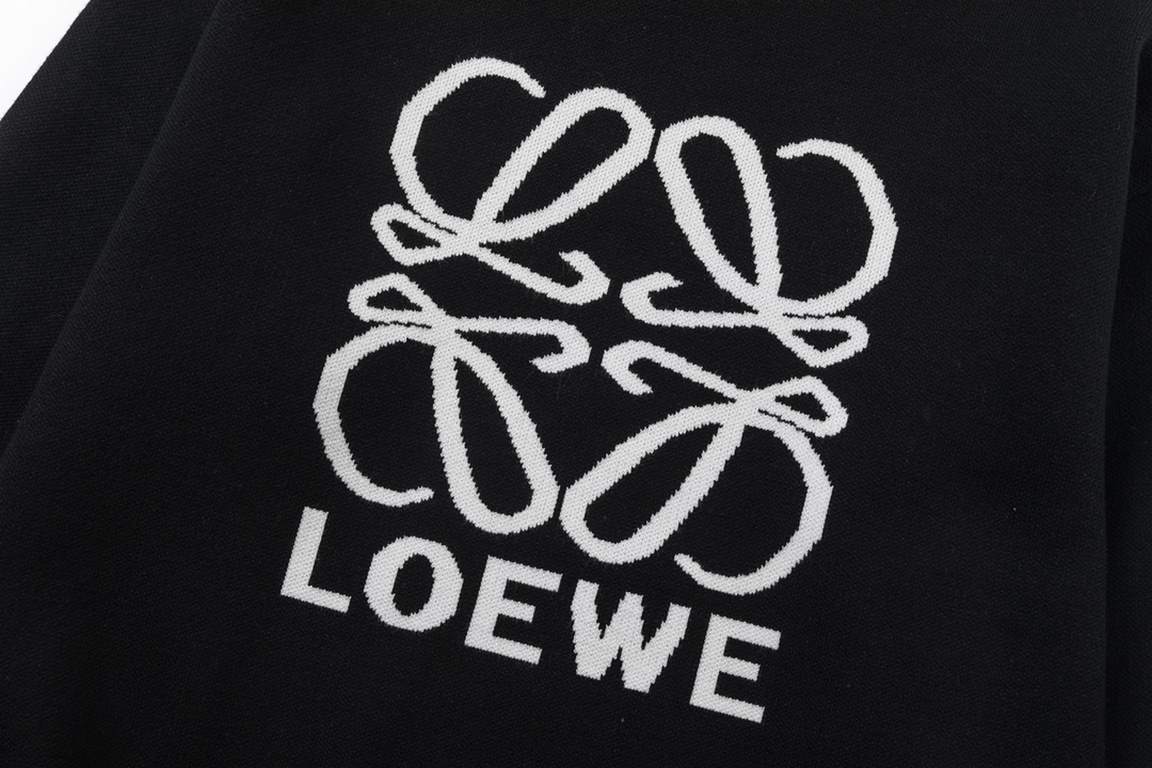 P240 (high quality)Loewe 23ss new round neck sweater chest substantial brand pattern flocking design wool material selection through multiple washing and strict inspection of anti-pilling modal fleece imported automatic 