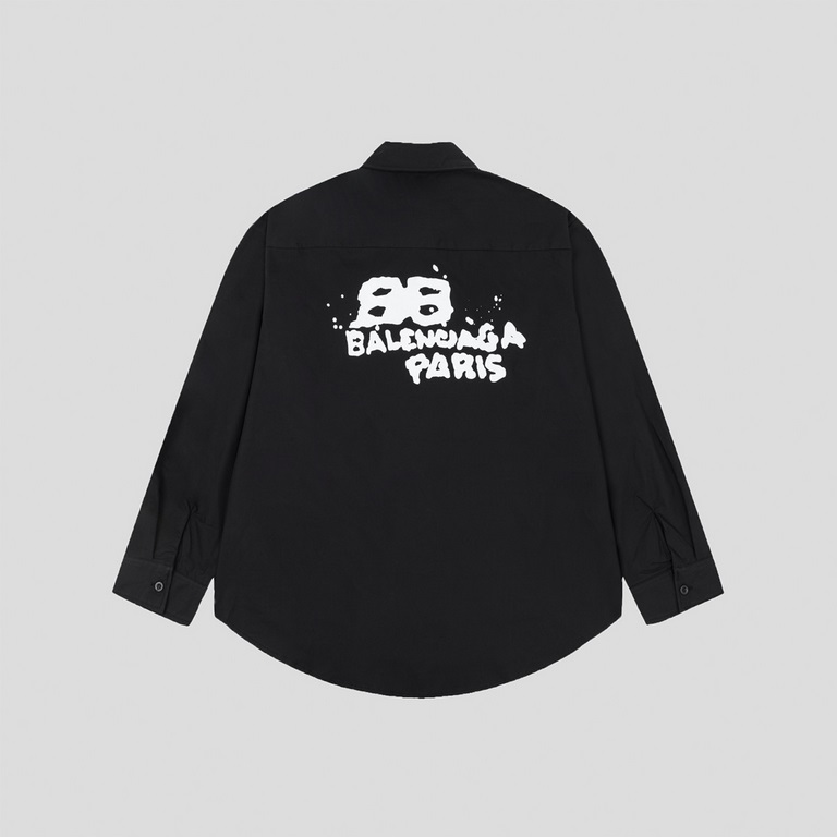 P193 [Top VersionBalenciaga Double B logo graffiti print couple's shirt.Digital direct spraying, graffiti ink printing, better effect, more three-dimensional feeling, semi-finished handmade positioning splicing, more res