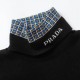 P230 PRADA22SS New Bottom Sweater for Men and Women  This faux modal wool penguin collar sweater is from the FallWinter 2022 runway collection. The body decoration is inspired by sci-fi movies. The jacquard neckline and 