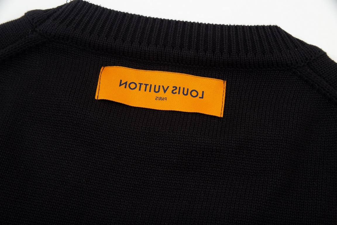 P250 Louis Vuitton LOUIS VUITTONSS23 letter logo beading tool    pattern long sleeve sweaterColor BlackSize S M L