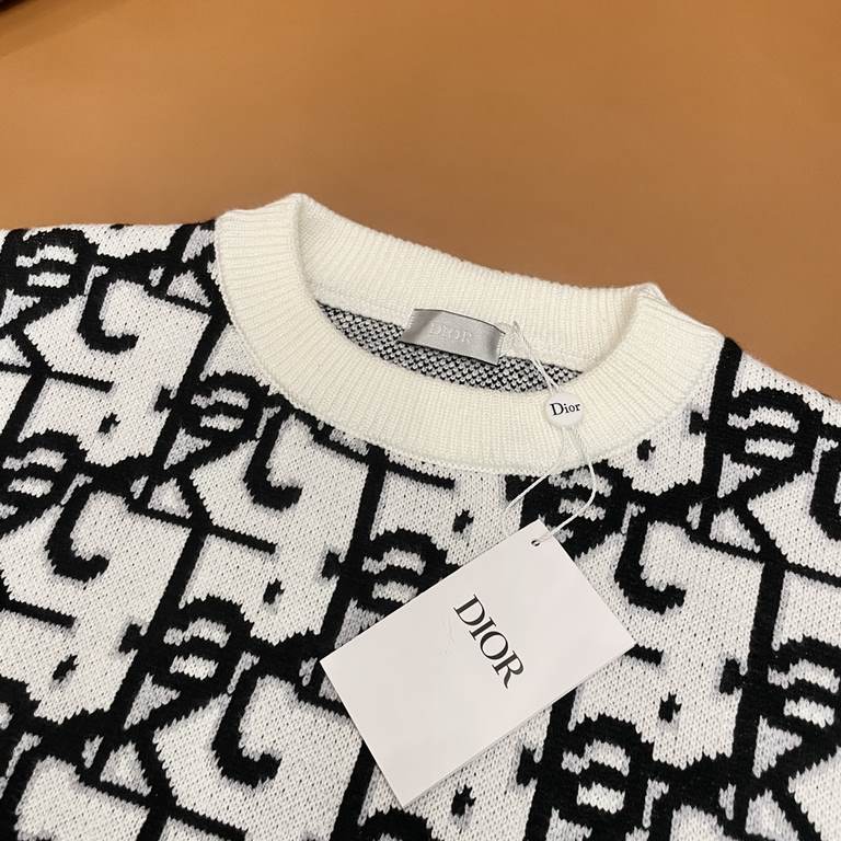 P230 (heavy weight high version)Dior   Dior 23ss new jacquard wool knit sweater sweater OS version   men's and women's same modelsThe whole garment 500 grams of heavy weight seconds market currencyThe wool is knitted and