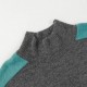 P285 Loewe New Turtleneck Colorblock SweaterYak wool blend color blocking sleeve   towel embroidery high fashion sense pull full-Yak Velvet Blend Plush Sleeve Rectangle Colorblock Silhouette Turtleneck Sweater for Men 