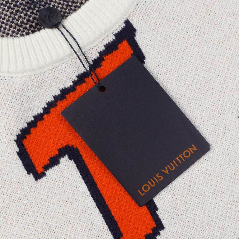 p265 Louis VuittonLouis Vuitton LV Sweater with jacquard pattern all over the letter.Knit sweater loose version Guest imported sweater fabrics mountain wool raw material yarn 7 needle imported knitting machine manufactur