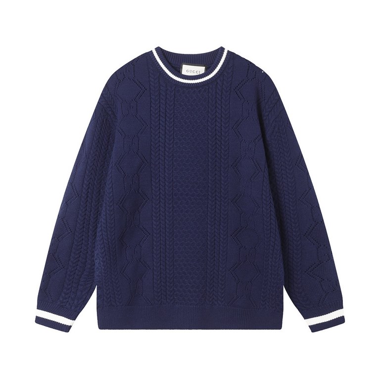 p265 GucciGucci Sweater Knit Loose VersionMountain wool raw material yarn Guest imported sweater fabric 7-needle imported knitting machine manufacturing color fixed dyeing overall thick needle twist hollowing back neck l