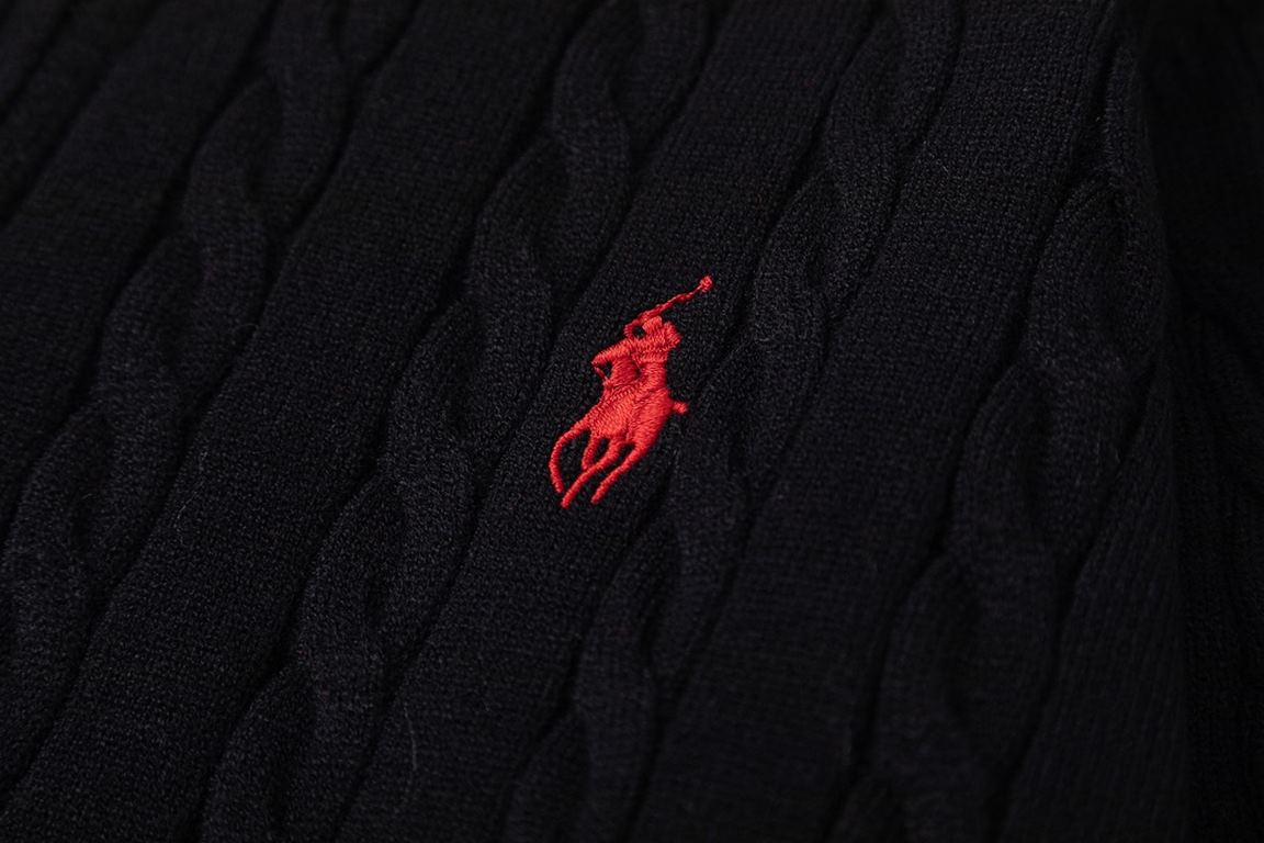 220 #Ralph Lauren Ralph Lauren Horse Label Embroidered Half Zipper High Lapel Twisted Neck Pullover SweaterColor white, black, gray, red, brownSize average size