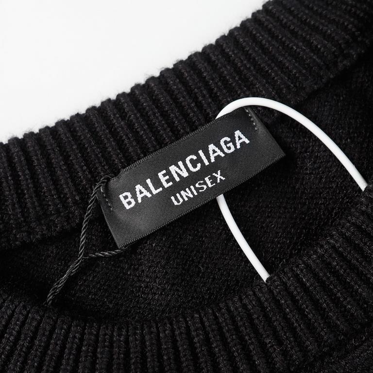 p255 balenciaga balenciaga parisian house sweater knit sweater loose version23ss limited slogan letters jacquard Guest imported sweater fabrics mountain wool raw material yarn 7 needle imported knitting machine manufactu