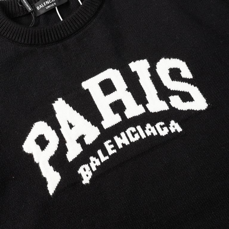 p255 balenciaga balenciaga parisian house sweater knit sweater loose version23ss limited slogan letters jacquard Guest imported sweater fabrics mountain wool raw material yarn 7 needle imported knitting machine manufactu