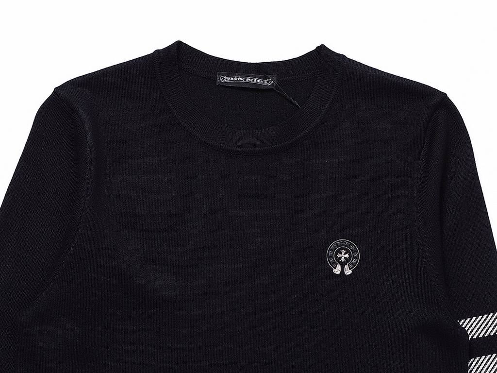 P230 「Top Version Distinctive Circulation】!Chrome Hearts American High Street Classic Cross Tech 100 Needle Knit Long Sleeve SweaterNo fast food qualityOriginal fabrics are used in the whole seriesSize S M L XLColorBlack