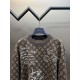 p325 Lv MONOGRAM embroidered sheep sweater14S woven jacquard tissue fabric, wool embroidery process, double-sided classic old flowers jacquard design, both positive and negative are exquisite jacquard process, fine yarn 