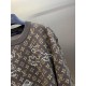 p325 Lv MONOGRAM embroidered sheep sweater14S woven jacquard tissue fabric, wool embroidery process, double-sided classic old flowers jacquard design, both positive and negative are exquisite jacquard process, fine yarn 