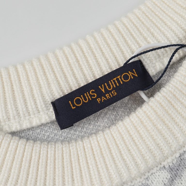 p255 Louis VuittonLouis Vuitton LV sweater full body logo knit sweater loose versionCustomers for imported sweater fabrics Mountain wool raw material yarn 7 needle imported knitting machine manufacturing color fixed dyei