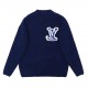 P260lv 2021 new front and back big logo sweater 37% wool 10% yak velvet 53% polyester fiber dyeing royal blue wool with cowhide loop yarn wireless close to the original feel very warm and comfortable Hanging the market c