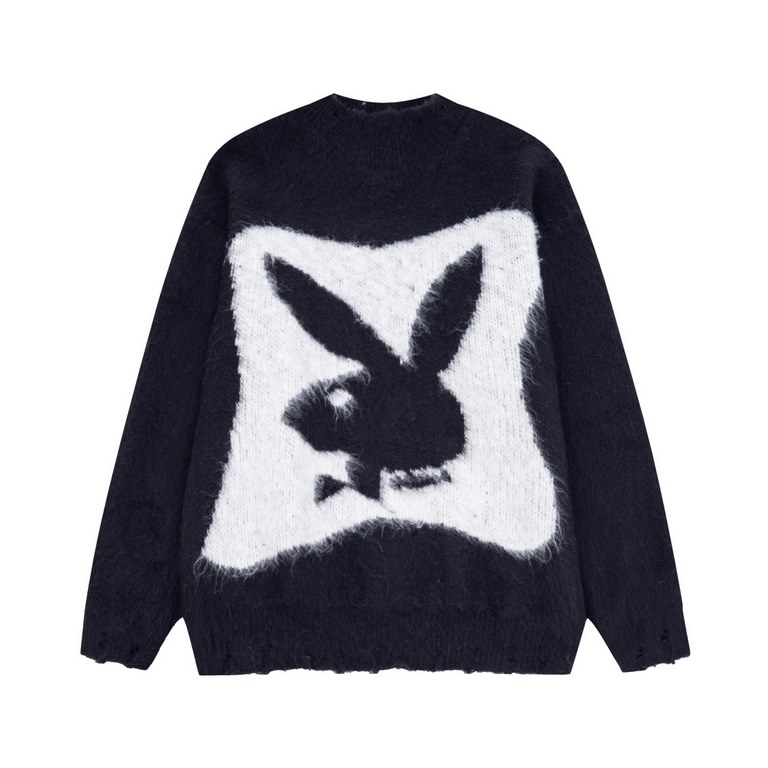 265Model number C67- Saint LaurentSt. Laurent co-branded Playboy bunny mohair sweater super soft rabbit cute huge good with men and women's models fabric is very comfortable and soft trimmed with burlap details and jacqu