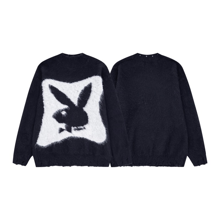 265Model number C67- Saint LaurentSt. Laurent co-branded Playboy bunny mohair sweater super soft rabbit cute huge good with men and women's models fabric is very comfortable and soft trimmed with burlap details and jacqu