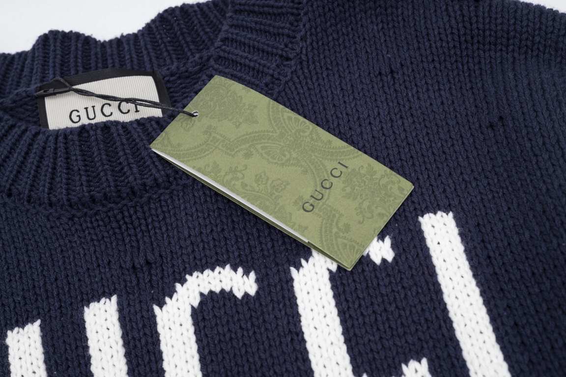 270Model No. C66GUCCI Gucci chest letters logo new jacquard round neck wool sweater using imported knitted sweater fabric jacquard worn process workmanship is very superb Men and women with the same models on the body is