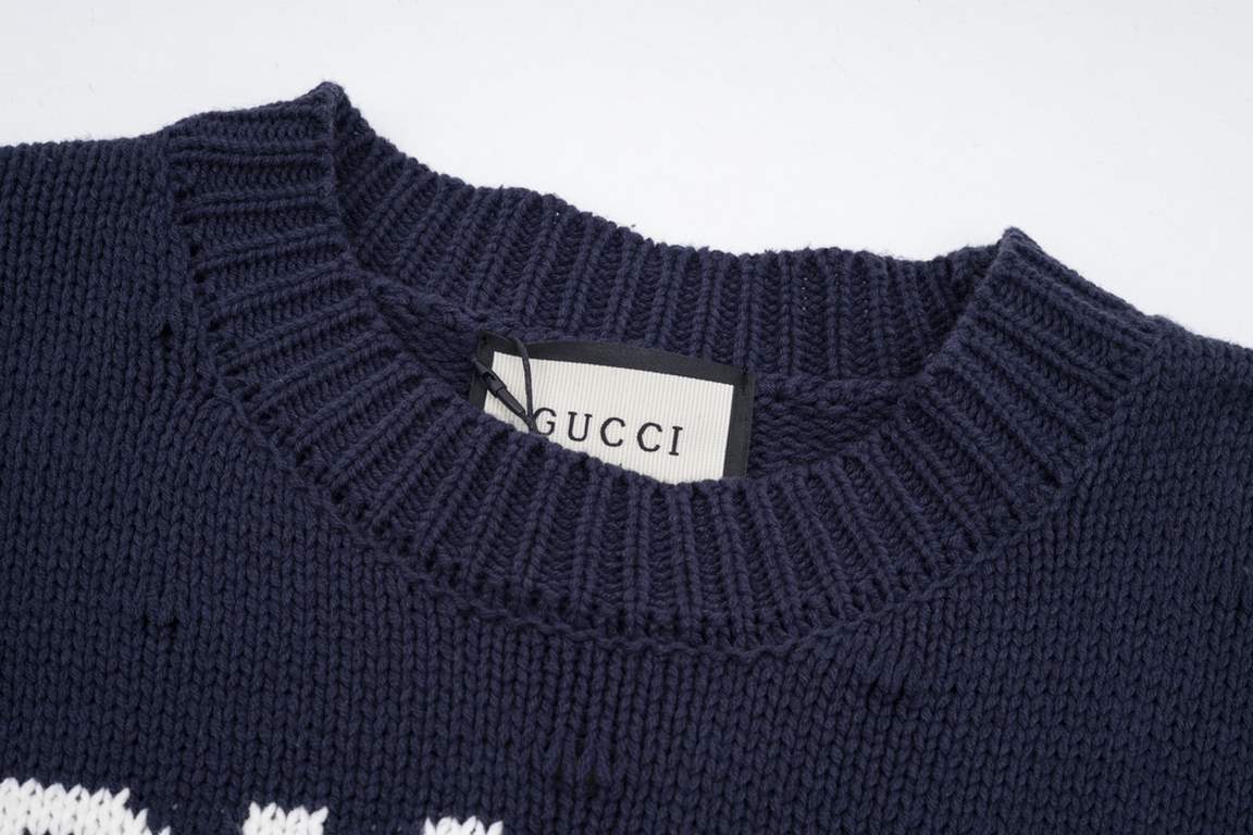 270Model No. C66GUCCI Gucci chest letters logo new jacquard round neck wool sweater using imported knitted sweater fabric jacquard worn process workmanship is very superb Men and women with the same models on the body is