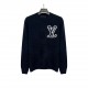 380 【Returned】 1v 22FW Mirror Logo Applique Sweater (Night Blue)The original 10,300 purchased, the new color difference between the old models, fixed weaving and dyeing 60% wool night blue black wool circle yarn, night b